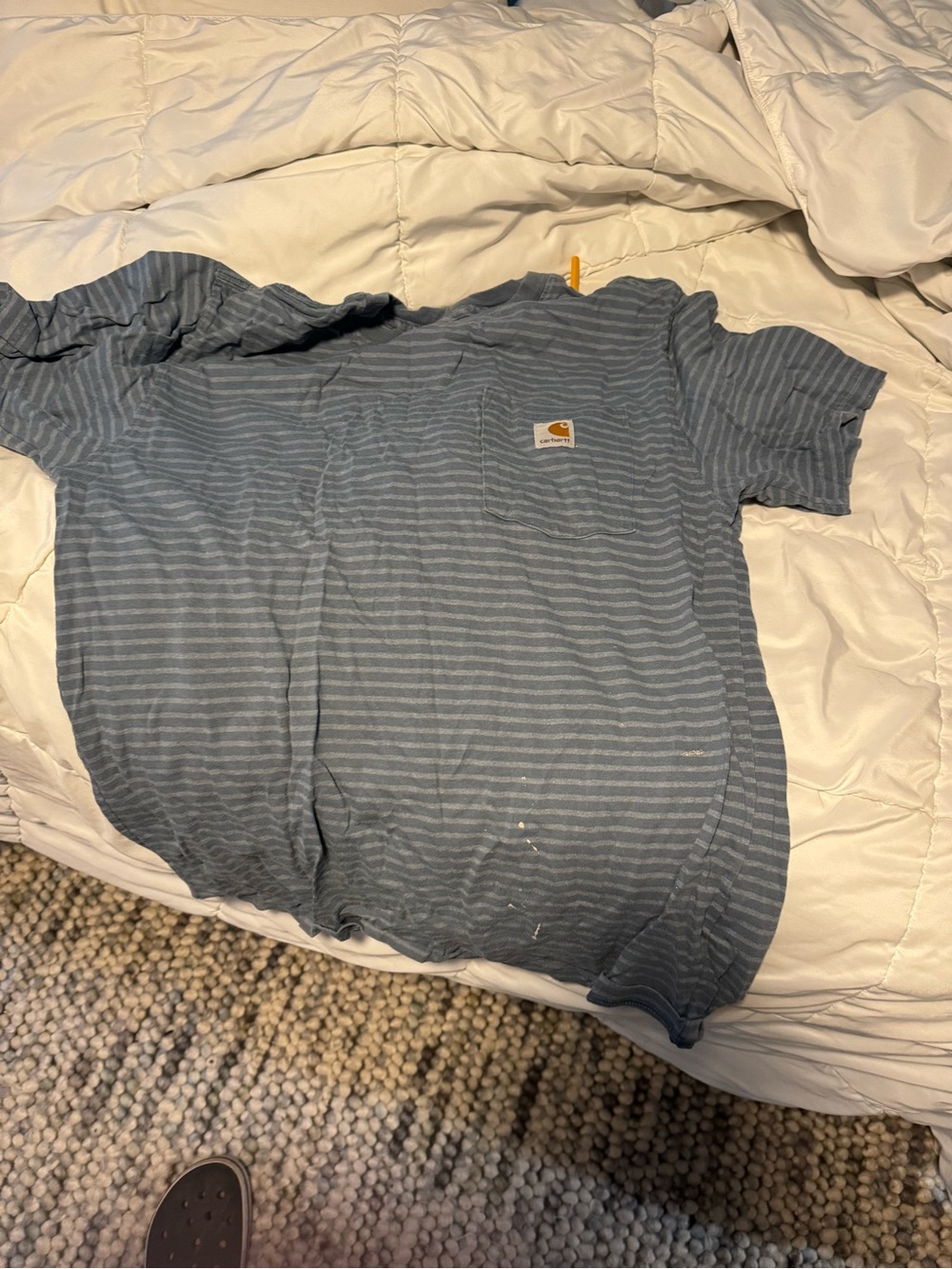 Carhartt Men's Light Blue Striped Pocket Tee